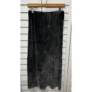 Anthropologie Cloth & Stone Velvet Velour Pull On A-Line Midi Skirt Size XS Gray